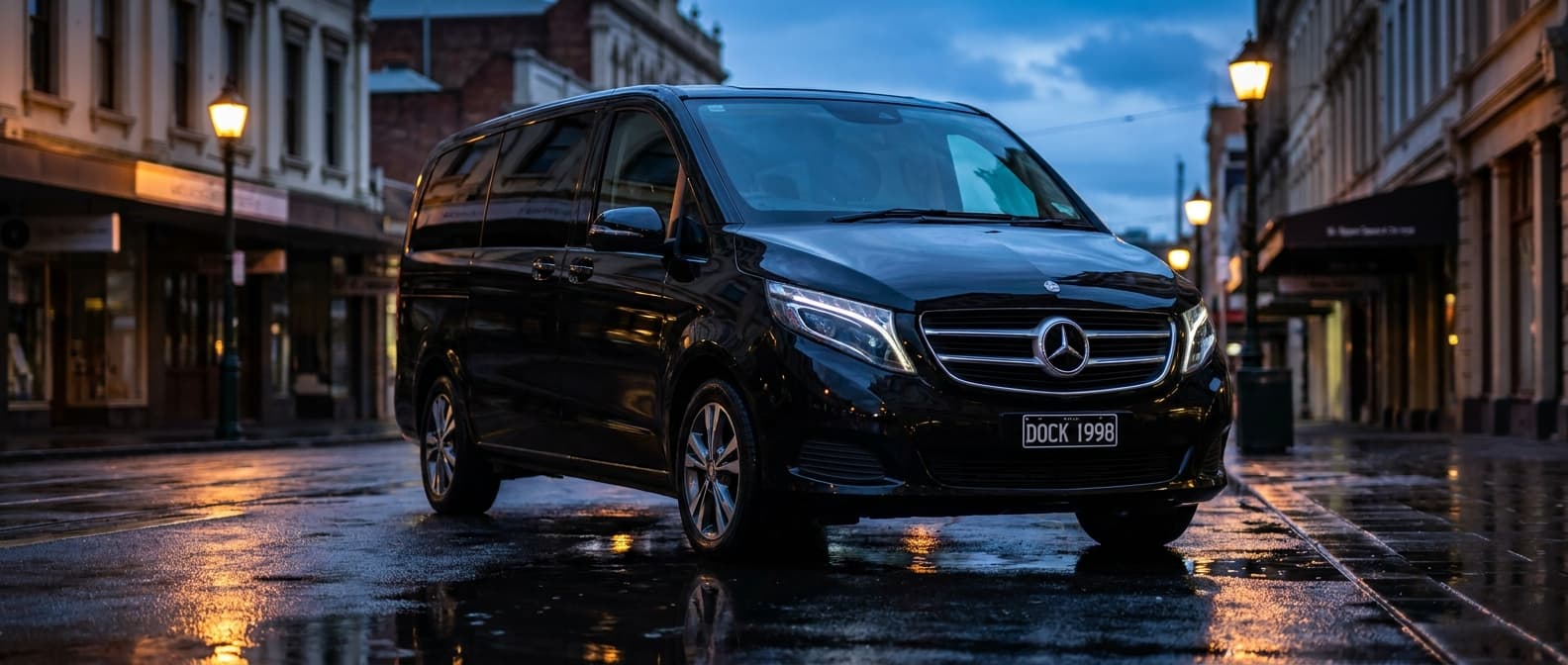 Black Mercedes V-Class for wedding guests and small group transfers
